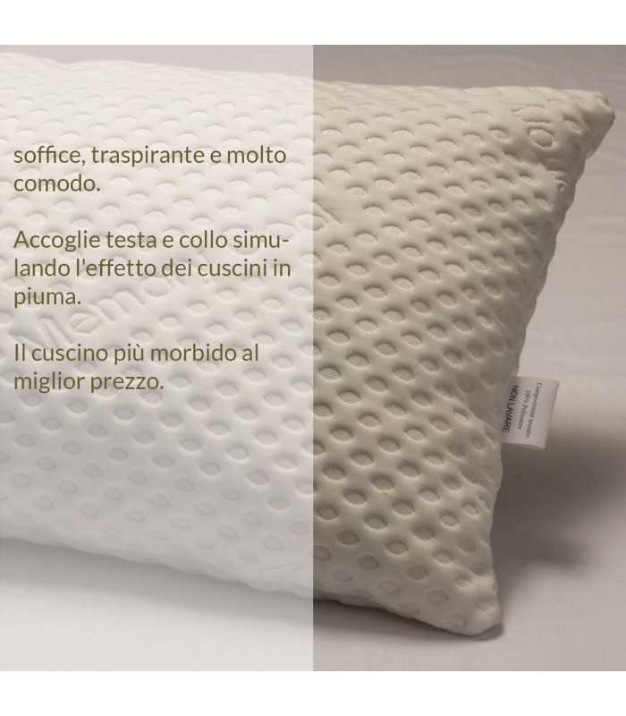 Set of two memory foam pillows with highly hypoallergenic fabric, soft and anatomical, 15 cm high – 2 Fiocco Memory