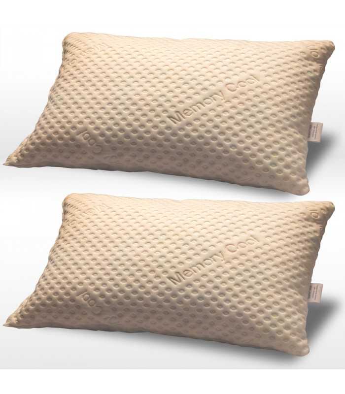 Pair of high memory pillows, goose feather effect
