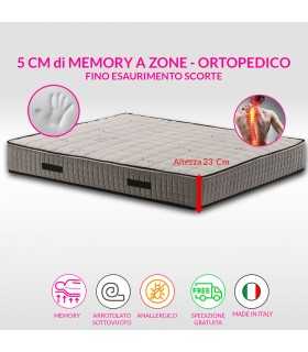 Anatomical orthopedic memory mattress, 7 differentiated zones H23 cm. Hypoallergenic fabric in silver - grey MM 2.2