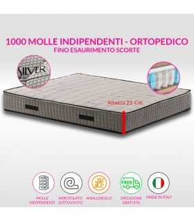 Orthopedic mattress with 1000 pocket springs, height 23 cm, differentiated zones and hypoallergenic silver fabric - GREY ML 2.3