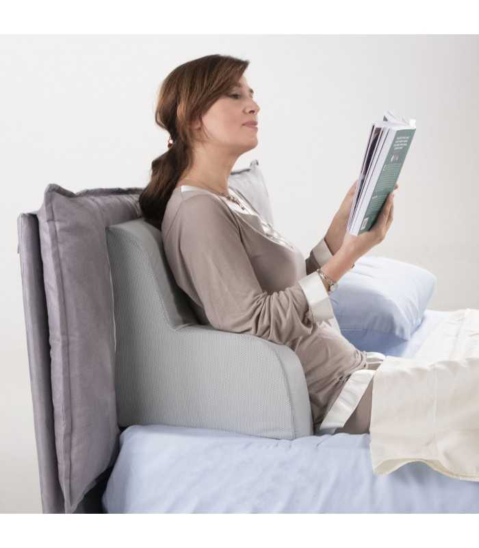Orthopedic backrest, medical-grade bed chair, washable and removable grey fabric cover – Comodone
