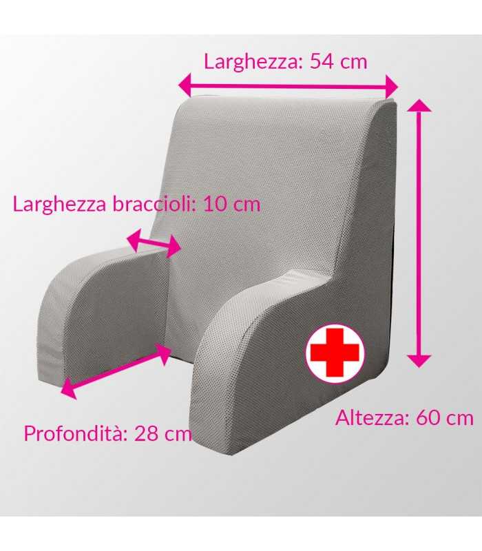 Orthopedic backrest, medical-grade bed chair, washable and removable grey fabric cover – Comodone
