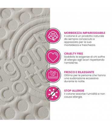 Topper in memory in zones and organic cotton fabric