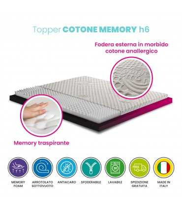 Topper in memory in zones and organic cotton fabric