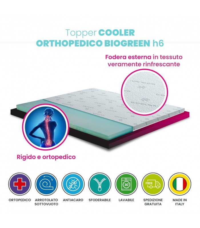 Firm cooling mattress topper, orthopedic mattress corrector, 6 cm high with COOLER fabric, removable cover – BIOGREEN FRESH