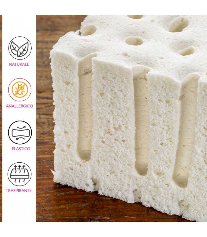 Pair of 100% latex pillows, 12 cm high, with cotton pillowcase. Healthy, fresh and breathable – milk.