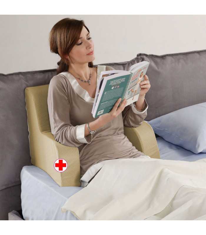 Poltroncina da letto sanitario DISPOSITIVO MEDICO, schienale da letto con  tessuto BEIJE sfoderabile e lavabile - Comodone