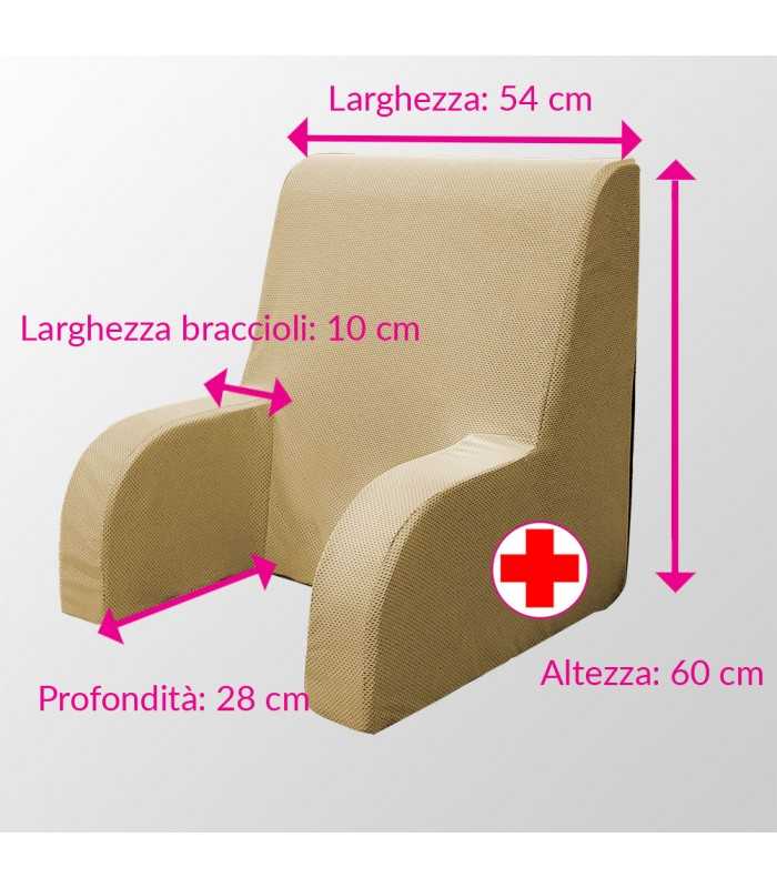 Medical device bed armchair, bed backrest with beige removable and washable fabric – Comodone