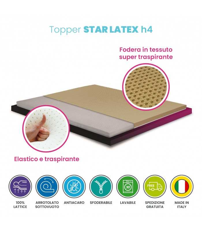 100% latex topper, 4 cm mattress topper, with breathable and removable cover – AIR STAR LATEX