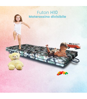 Foldable mattress, futon camping and camouflage fabric 10cm high