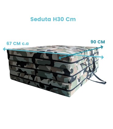 Foldable mattress, futon camping and camouflage fabric 10cm high