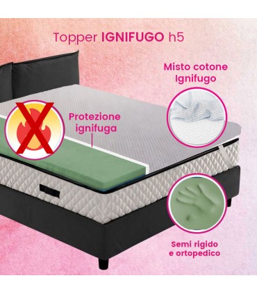 Fireproof Topper Memory 5 cm Class 1 IM for hotels