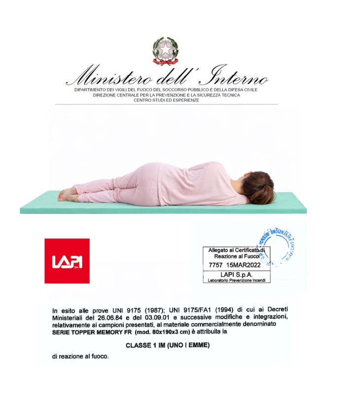 Certificazione Topper memory ignifugo