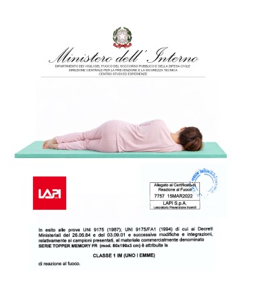 Fireproof Topper Memory 5 cm Class 1 IM for hotels
