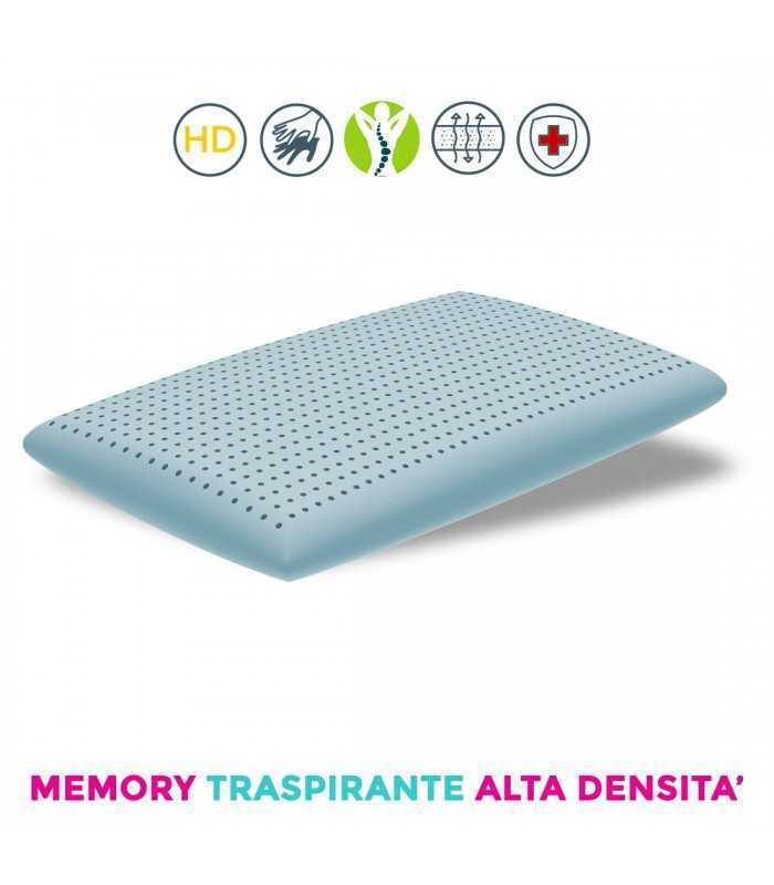 Set of two high-density memory foam pillows, even more breathable and anti-mite, with removable cotton covers – Young H12